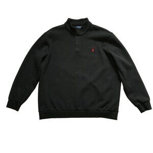 Polo Ralph Lauren Pullover Jacket Mens XXL Black Long Sleeve 1/4 Snap Button